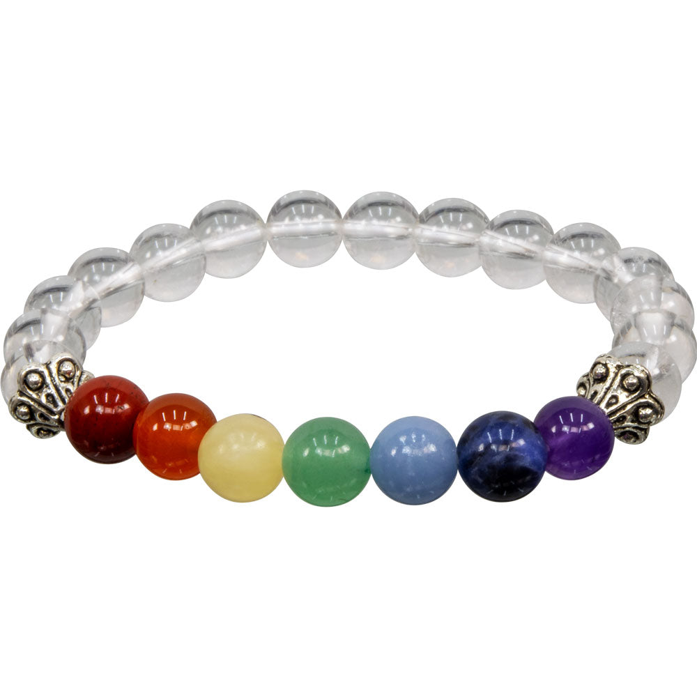 Chakra Elastic Bracelet 8mm- Clear Qtz