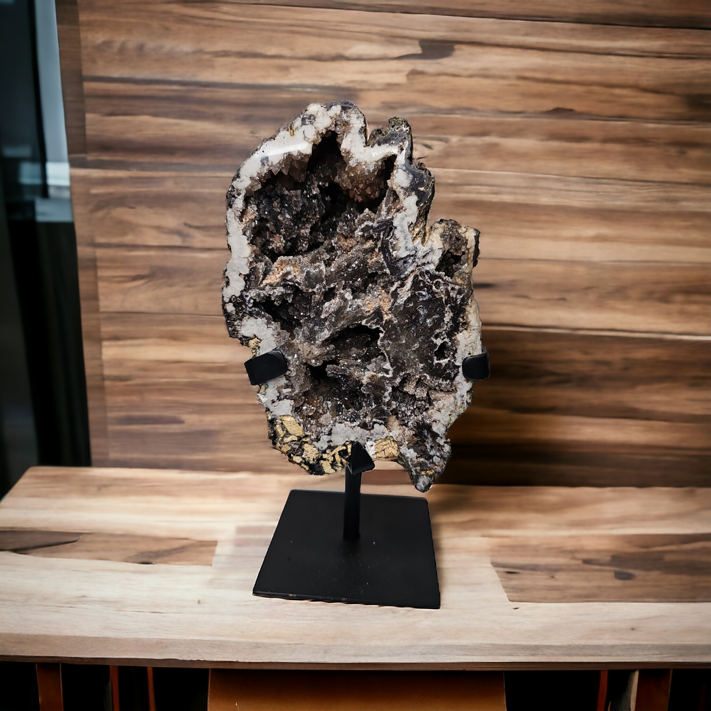 Agate Geode on metal stand